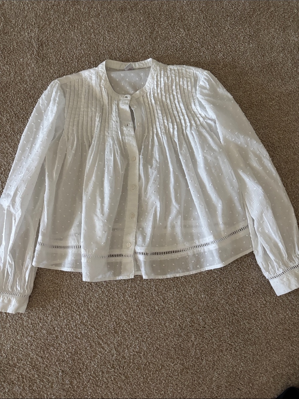 Women’s White Swiss Dot Button-Front Jacket